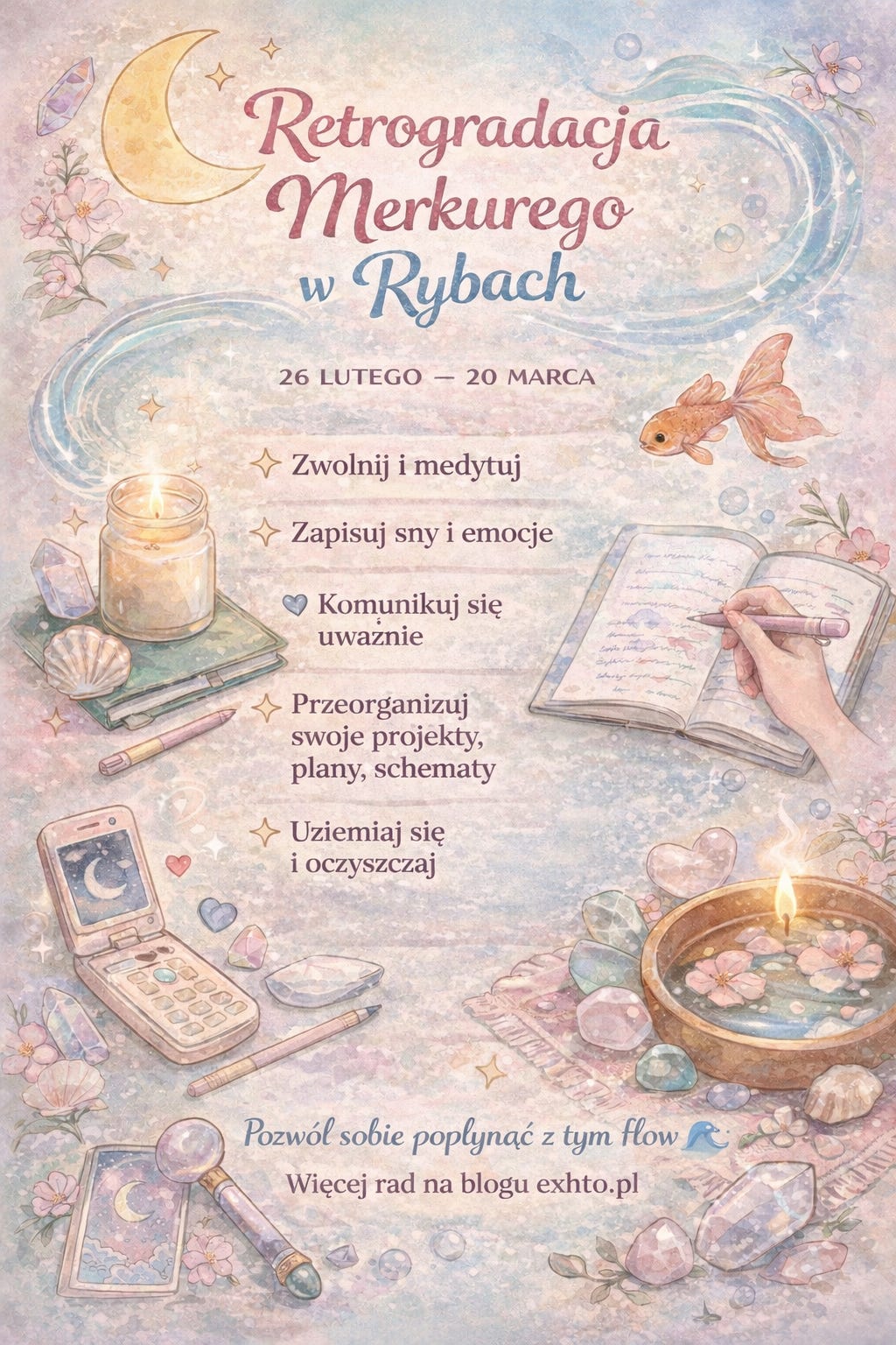 🌊  Retrogradacja Merkurego w Rybach, pierwsza retrogradacja Merkurego w  2026